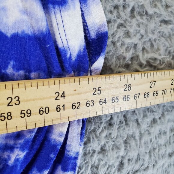 Chaus Top Womens XL Blue Tie-Dye Rayon Spandex Twist Front Short Sleeve - Picture 5 of 7